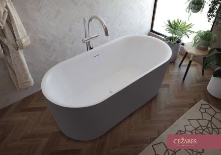 Акриловая ванна отдельно стоящая, цельная, белая матовая внутри, чёрная матовая снаружи,  METAURO-INT-Central-180-80-60-B-W-MATT, артикул METAURO-INT-Central-180-80-60-B-W-MATT