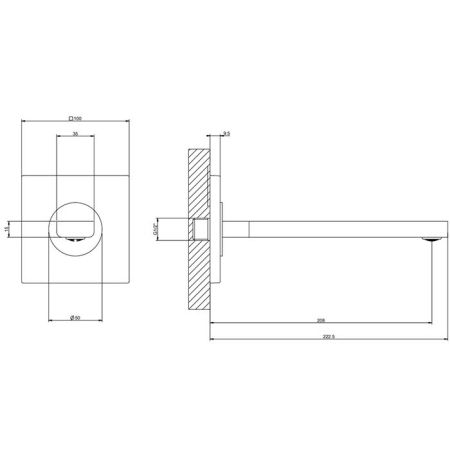 Gessi Emporio Via manzoni Настенный излив длинный, комбинируемый с удаленным управлением, цвет: Chrome, артикул 38707#031