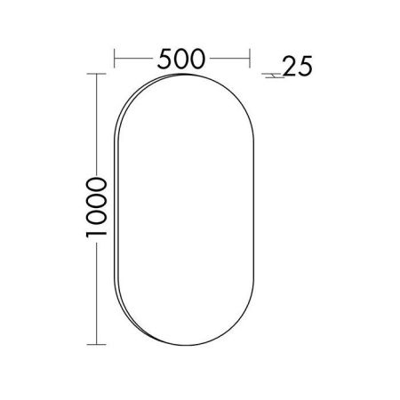 BURGBAD LAVO 2.0 Зеркало 500х1000х25 мм., LED подсветка по периметру, 4250К, с выключателем
