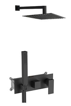 AQG Bold, душевой комплект EC240 на 2-3 потребителя, с настенным кронштейном, цвет черный матовый