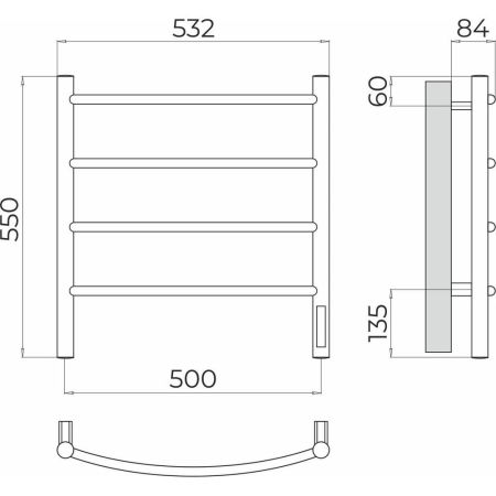Полотенцесушитель электрический Terminus Классик П4 50х55, артикул 4670078544483