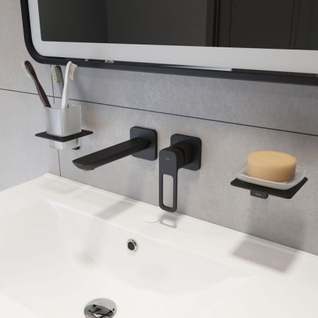 Встраиваемый смеситель для умывальника IDDIS черный матовый, Slide (SLIBL00i65), артикул SLIBL00i65