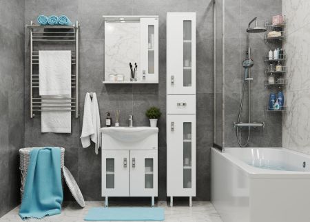 Тумба Onika Кристалл 60 напольная, белая (ум. Байкал 60), артикул 106123