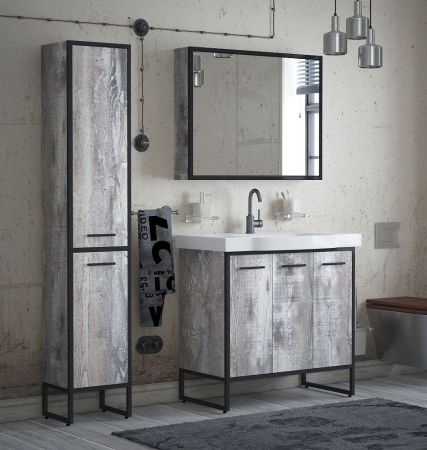 Зеркало-шкаф "Айрон 90", черный/антик, артикул SD-00000282