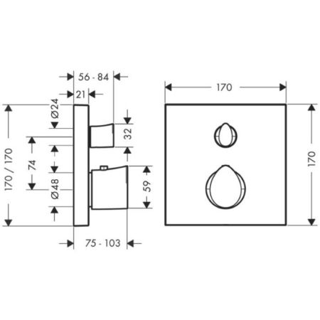 AX Starck Organic Встраиваемый термостат для душа, 2 потреб, (внешняя часть), цвет: хром, артикул 12716000