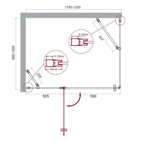 Душевой уголок BelBagno ETNA-AH-12-100/90-C-Cr, артикул ETNA-AH-12-100/90-C-Cr