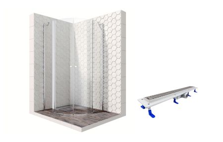 Душевой уголок Ambassador Nord 13011102-ST11, полукруглый, линейный трап, 100х100, артикул 13011102-ST11