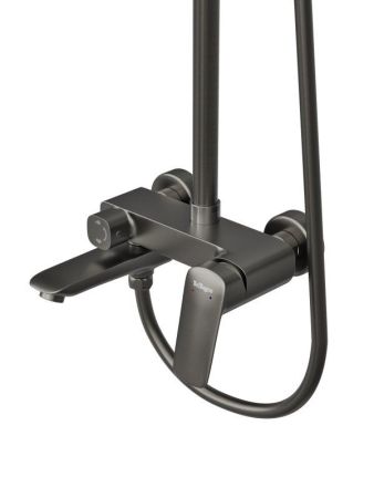 DUE Душевая стойка со смесителем и изливом, оружейная сталь DUE-VSCM-GM, артикул DUE-VSCM-GM