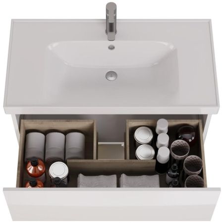 Тумба с раковиной подвесная Dreja Perfecto 90 см, белый, артикул 99-0808-com