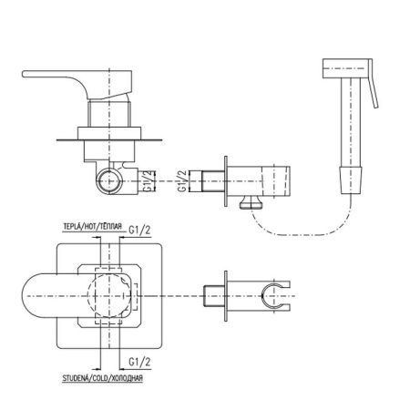 Гигиенический душ со смесителем Rav Slezak YUKON YU142, хром, артикул YU142