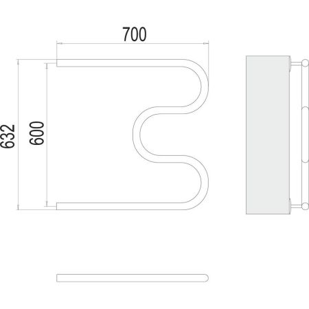Полотенцесушитель водяной Terminus М-образный (1") БШ 60х70, артикул 4620768880964