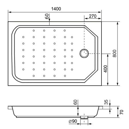 Душевой поддон прямоугольный RGW STYLE Ø90