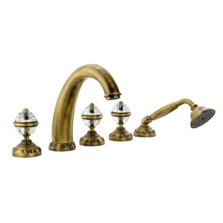 CRISTALIA См-ль на борт ванны, на 5 отв., ручки CRYSTAL, бронза, артикул 18581