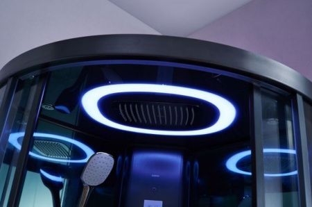 Душевая кабина SSWW BU620 120х120 с баней профиль Голубой сапфир матовый задняя стенка зеркальная