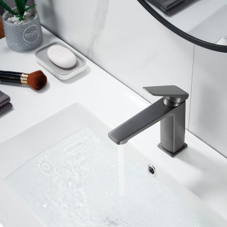 Смеситель для раковины Shevanik S8901T-1, оружейная сталь