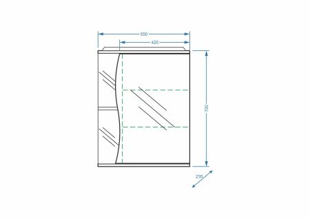Зеркало-шкаф "Верея 55/С", правое