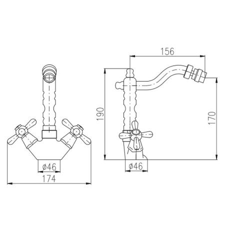 Смеситель для биде Rav Slezak MORAVA MK321.5/9SM, бронза, артикул MK321.5/9SM