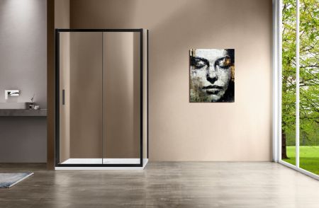 Душевой уголок Garda VSR-1G1012CLB, 1200*1000, черный, стекло прозрачное, артикул VSR-1G1012CLB