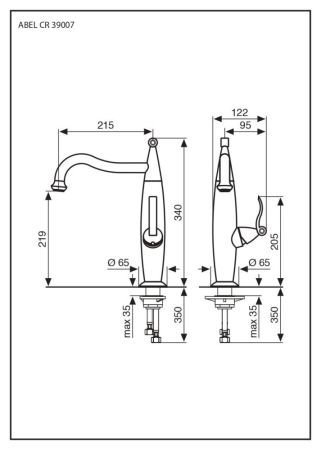 Смеситель Abel для кухни, цвет матовое золото, артикул 39007OA