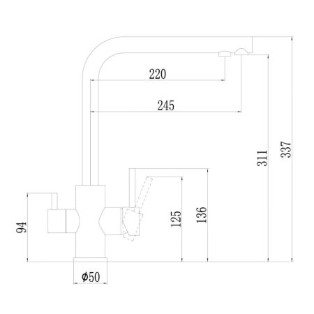 Смеситель для кухни с подключением к фильтру Fmark FS0962C, бронза