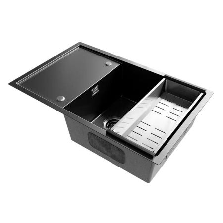 Кухонная мойка Ulgran Steel 780x500, черная брашированная сталь, артикул US 780-002