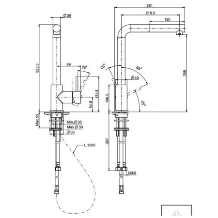 Fima Carlo Frattini Kitchen Смеситель для кухни, на 1 отв., цвет: нержавеющая сталь, артикул F7025/BINOX