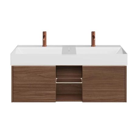 Тумба GRANDE подвесная 120, 2 ящика + открытая зона, структурированный орех, артикул GR.120.2\SNUT