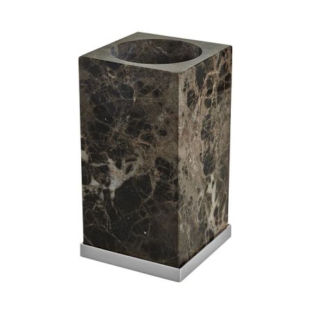 Стакан, 3SC, Palace, одинарный, ширина, мм-75, глубина, мм-75, высота, мм-140, настольный (свободностоящий), материал стакана-мрамор, цвет-мрамор Emperador Dark/хром, артикул PA03AEMSL