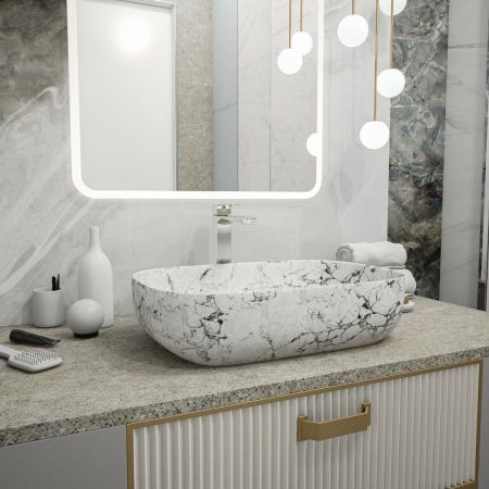 Раковина чаша Maretti FL13NS66-740MR, белый мрамор, артикул FL13NS66-740MR