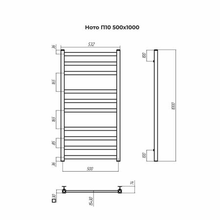Полотенцесушитель водяной Terminus Ното П10 50х100, артикул 4670078544261