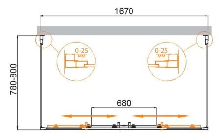 Душевой уголок CEZARES MOLVENO-AH-22 П-образный, артикул MOLVENO-AH-22-160/80-C-Cr-IV