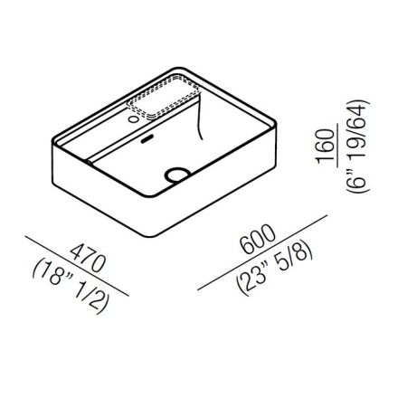 Agape Marsiglia Раковина прямоугольная 60x47x16 см, с 1 отв., цвет: белый/темный серый