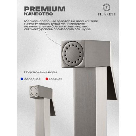 Гигиенический душ со смесителем встраиваемый FILARETE Fing FL101NK, никель