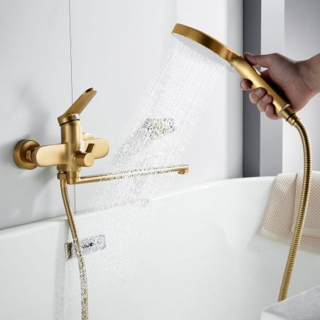 Смеситель для ванны Shevanik S4322G, золотой сатин, артикул S4322G