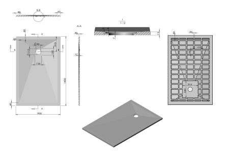 Душевые поддоны Vincea Поддон для душа из искусственного камня VST-4SR9014A, 1400*900*30, антрацит,, артикул VST-4SR9014A