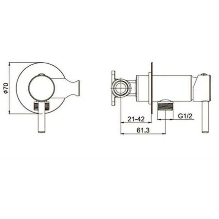 Гигиенический душ со смесителем встраиваемый FILARETE Roun FL100BL, черный