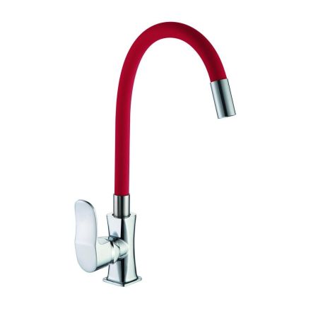 Смеситель для кухни с гибким изливом D-Lin D155318-4, хром/красный, артикул D155318-4
