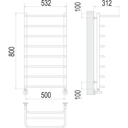 Полотенцесушитель водяной с полкой Terminus Полка П8 50х80, артикул 4670078530295