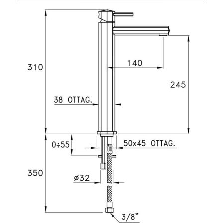 Stella Firenze Смеситель для накладной раковины на 1 отверстие 3222MCHP, цвет: хром, артикул FI 00103 CR00