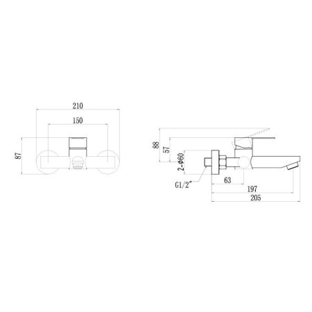 Смеситель для ванны Fmark FS8202H, черный