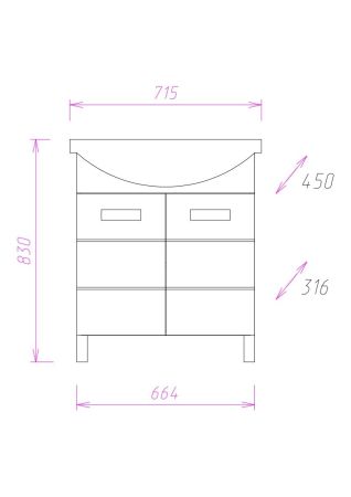 Тумба Onika Балтика 70 напольная, белая, с корзиной (ум. Балтика 70), артикул 107028