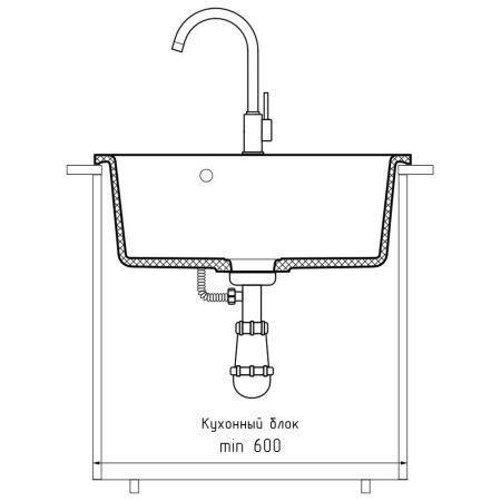 Кухонная мойка GranFest SMART 520, черный, артикул 520 черный