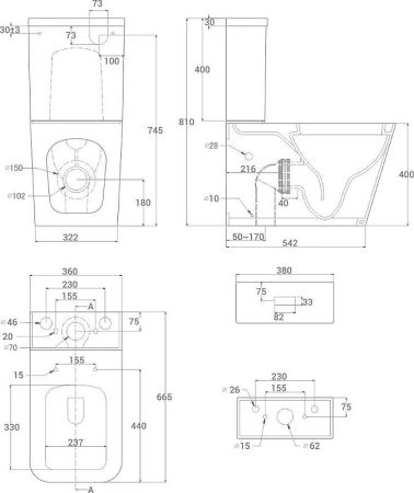 Унитаз компакт Good Door Kvadro УНИ0003 с бачком и сиденьем Микролифт, артикул УНИ0003