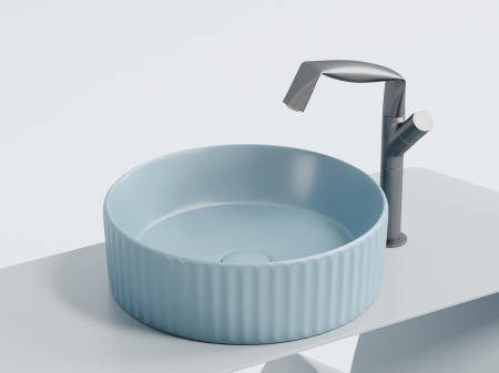 Умывальник чаша накладная круглая (цвет Голубой Матовый) Элемент (Element) 360x360x115мм, артикул CN6057ML