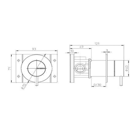 Bossini Nobu Наружная часть монорычажного встраиваемого настенного смесителя, Mat brushed S.S., артикул INZ219.075