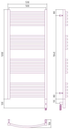Полотенцесушитель электрический АРКУС 3.0 1200х500 МЭМ правый (Белый)