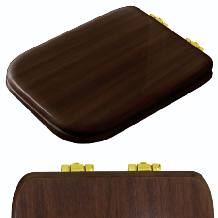 Kerasan Waldorf Сиденье для унитаза, цвет noce/золото, микролифт, артикул 418740noce/oro