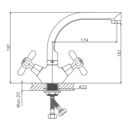 Смеситель для кухни Cron CN4625, хром