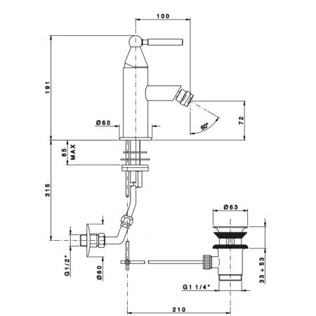 Nicolazzi Torre Смеситель для раковины, на 1 отв, излив: 100 мм, цвет: хром, артикул 3903CR