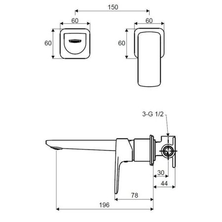 Смеситель для умывальника скрытого монтажа EXCELLENT Keria AREX.2014CR (хром)